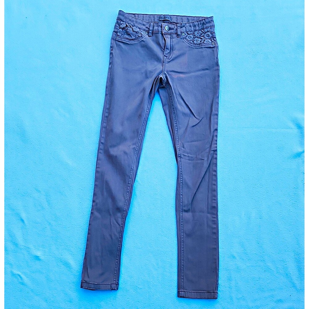 Kidpik Girls Size 12 Gray Skinny Jeans Pants 24" Waist 27" Inseam Stained